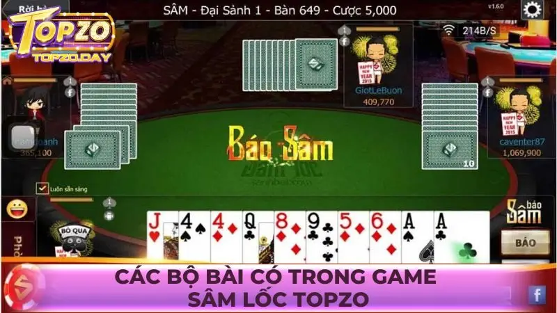 Tổng hợp các bộ bài có trong game Sâm Lốc Topzo