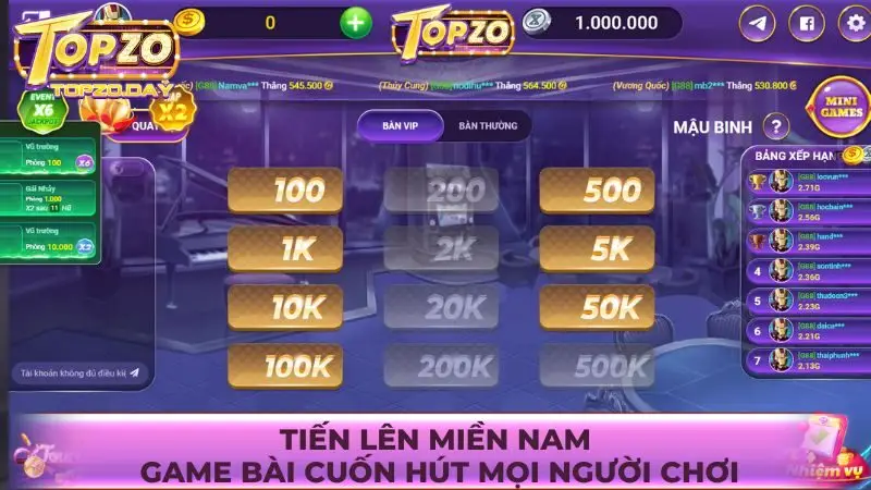 Tiến lên miền Nam - Game bài cuốn hút mọi người chơi